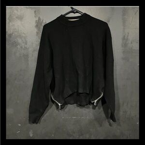 Zara Knit Women's Crew Neck Sweater Size Small Black Pullover Cotton